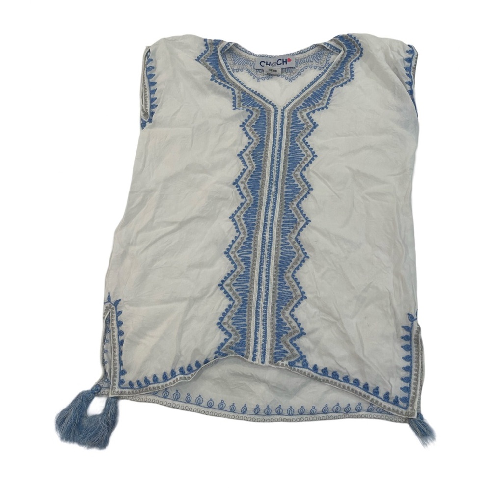 CHaCH Girls Size 6 White/Blue Coverup